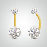 Yellow gold and Swarovski crystal navel piercing (small model)