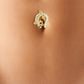 Yellow gold belly button piercing with salamander