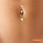 Yellow gold navel piercing pendant with zircons (zircon ball)