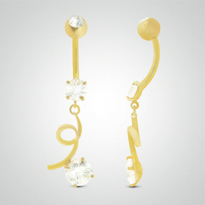 Piercing Nombril En Or Blanc 750/000 (18 Carats) - Serti D'oxyde De Zirconium - Tige 6mm - Neuf Avec étiquettes