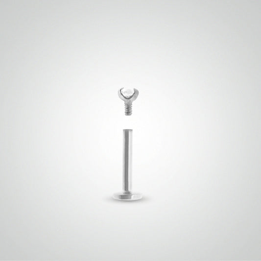 Piercing labret or blanc avec diamant 0,03 carats (vissable)
