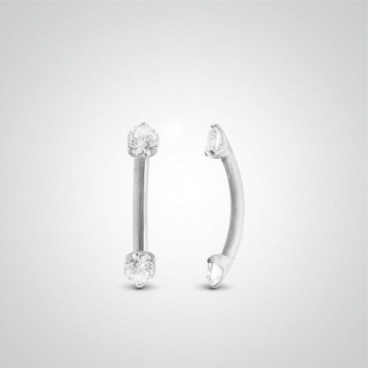 Piercing daith et rook diamant 0,05 carats en or blanc