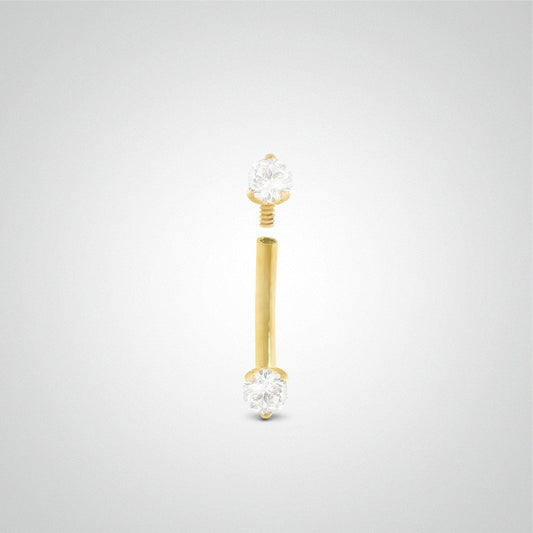Piercing daith et rook diamant 0,03 carats en or jaune