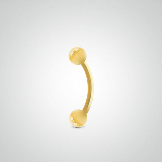 Piercing rook et daith en or jaune avec boules (1,2mm)