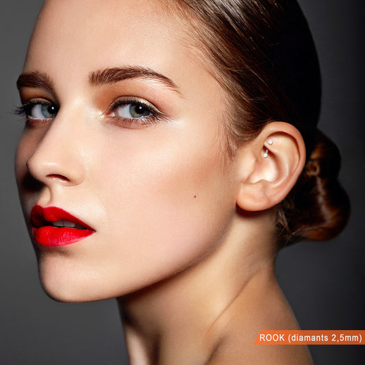 Piercing daith rook diamant 0,05 carat or blanc 18 carats