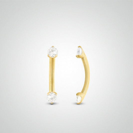 Piercing daith et rook diamant 0,03 carats en or jaune