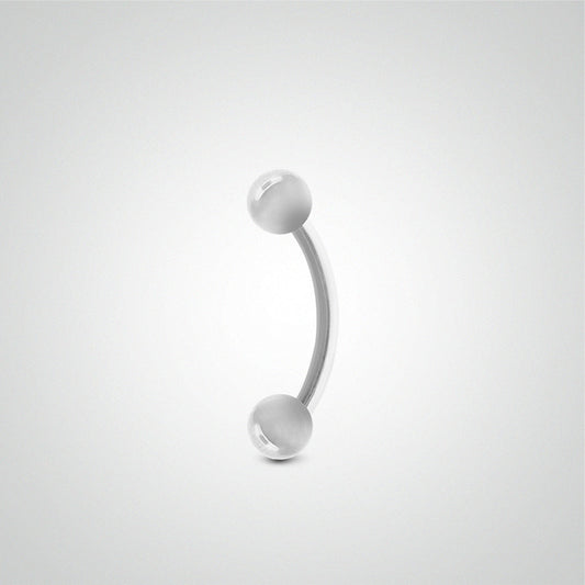 Piercing de sexe barre courbe en or blanc avec boules (1,2mm)