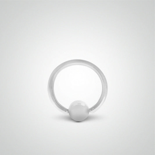 Piercing téton anneau avec boule en or blanc (1,6mm)