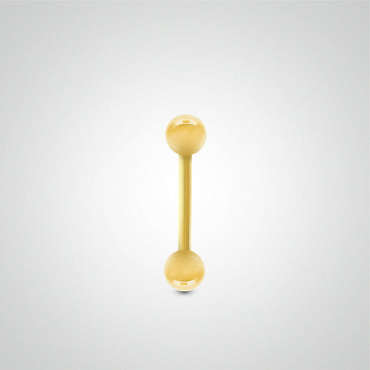 Piercing tragus en or jaune avec boules