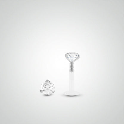 Piercing de tragus diamant 0,05 carats en or blanc