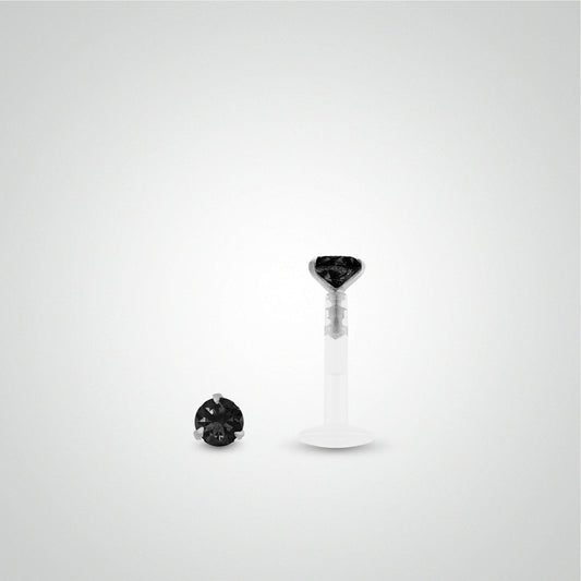 Piercing de tragus diamant noir 0,05 carats en or blanc