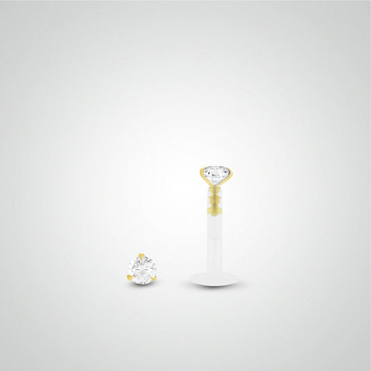 Piercing tragus diamant 0,02 carats en or jaune