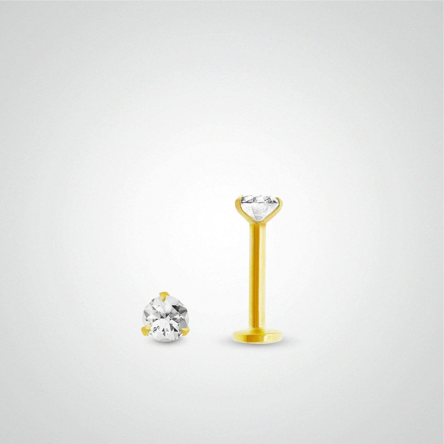Piercing tragus diamant 0,10 carats en or jaune (vissable)