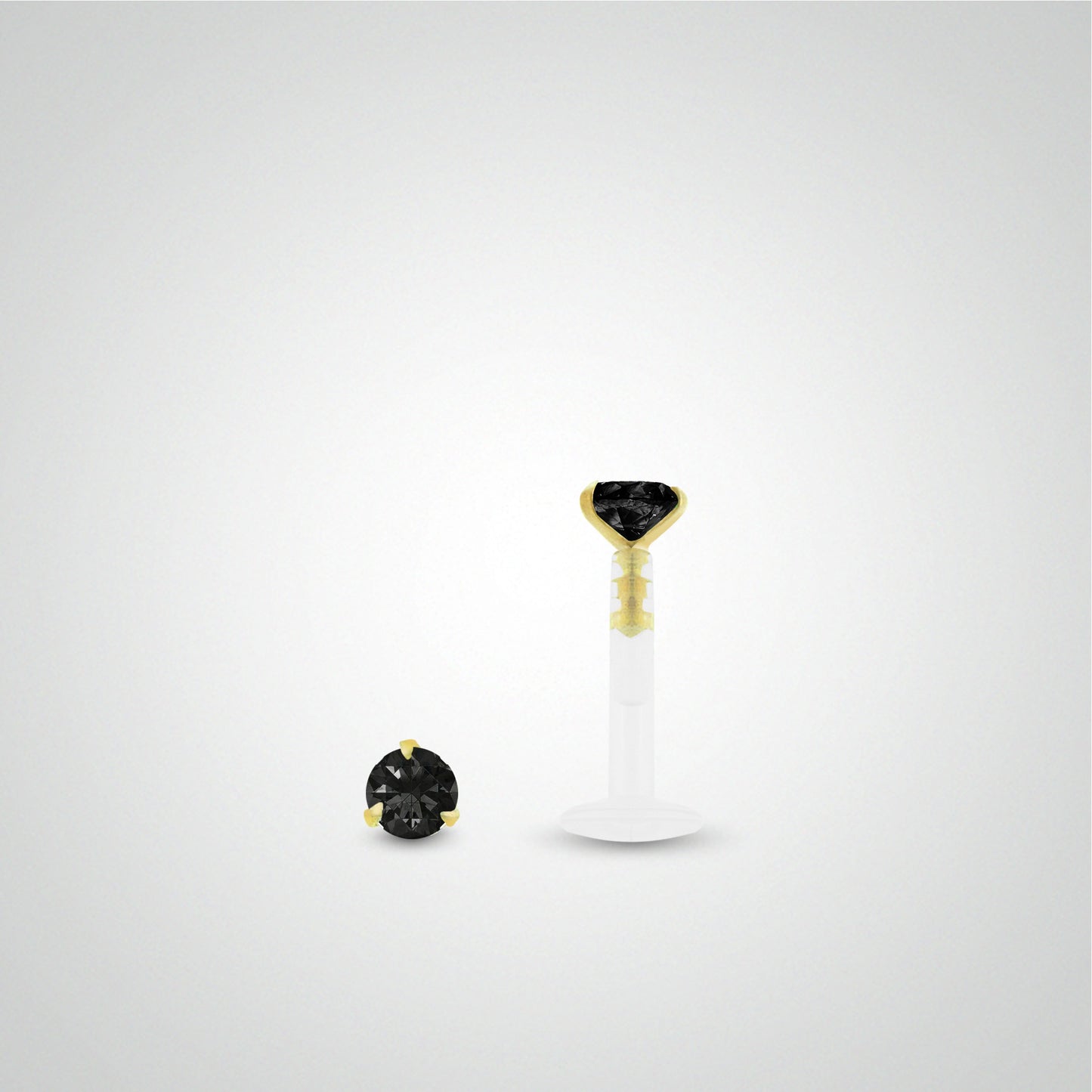 Piercing de tragus diamant noir 0,05 carats en or jaune