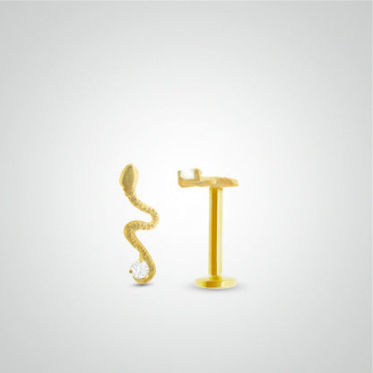 Piercing de tragus serpent en or jaune 18 carats (vissable)