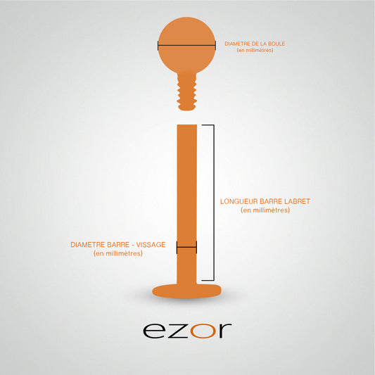 Piercing avec boule en or blanc