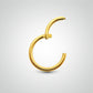 Antihelix piercing yellow gold ring with zircons (hinge)